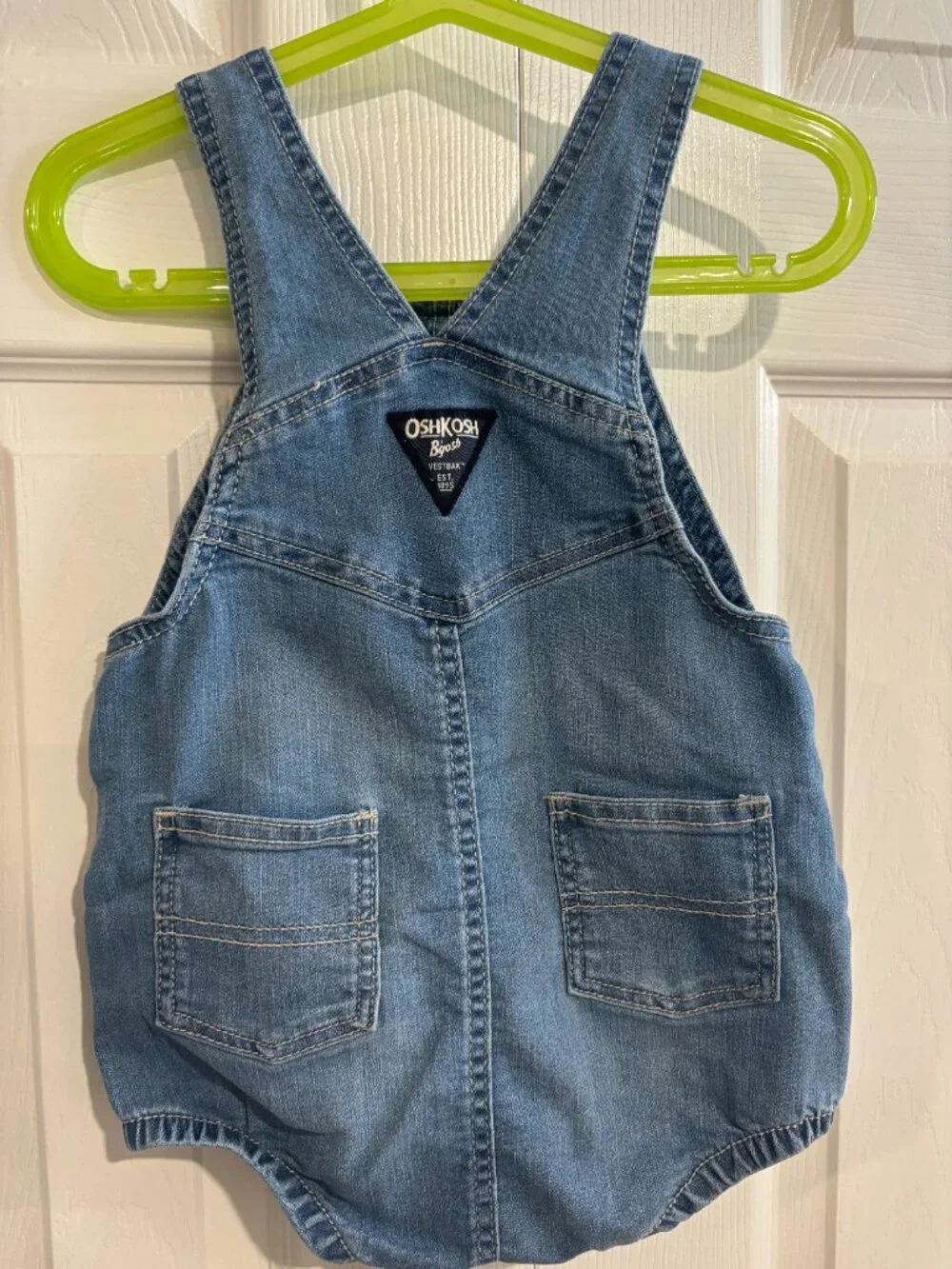 OshKosh B'gosh Denim Bubble Romper Shortalls Baby Toddler 24 months EUC
